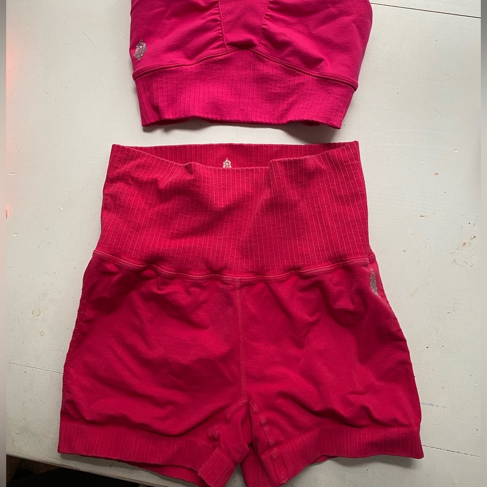 Hot pink free people good karma shorts!